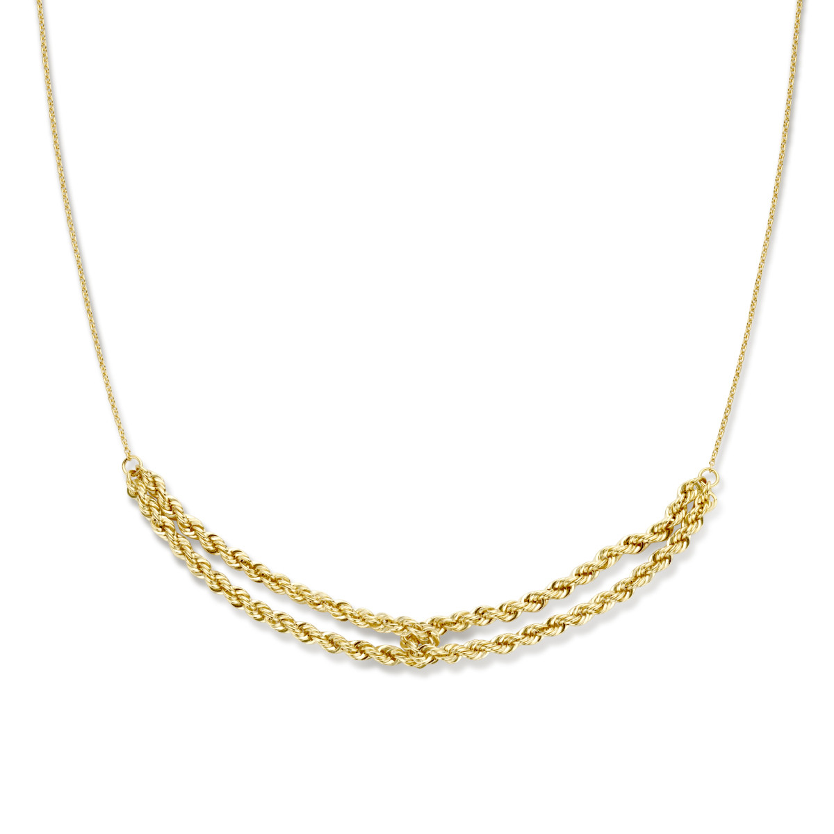 14-karaat gouden ketting met ankerschakel en koord - Lengte 42.5 - 45.5 cm