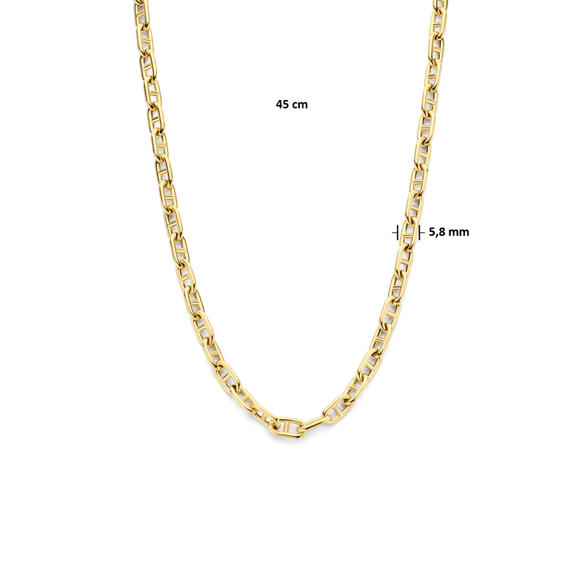 14-karaat gouden ketting met ankerschakel rond 5.8 mm - Lengte 45 cm