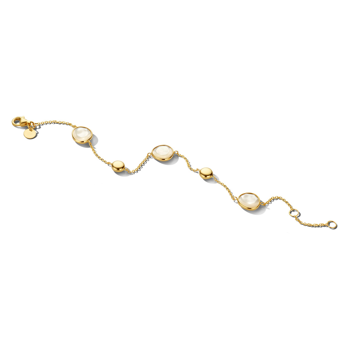 14-karaat gouden ketting met bolletjes en parelmoer - Lengte 42 - 45 - 48 cm