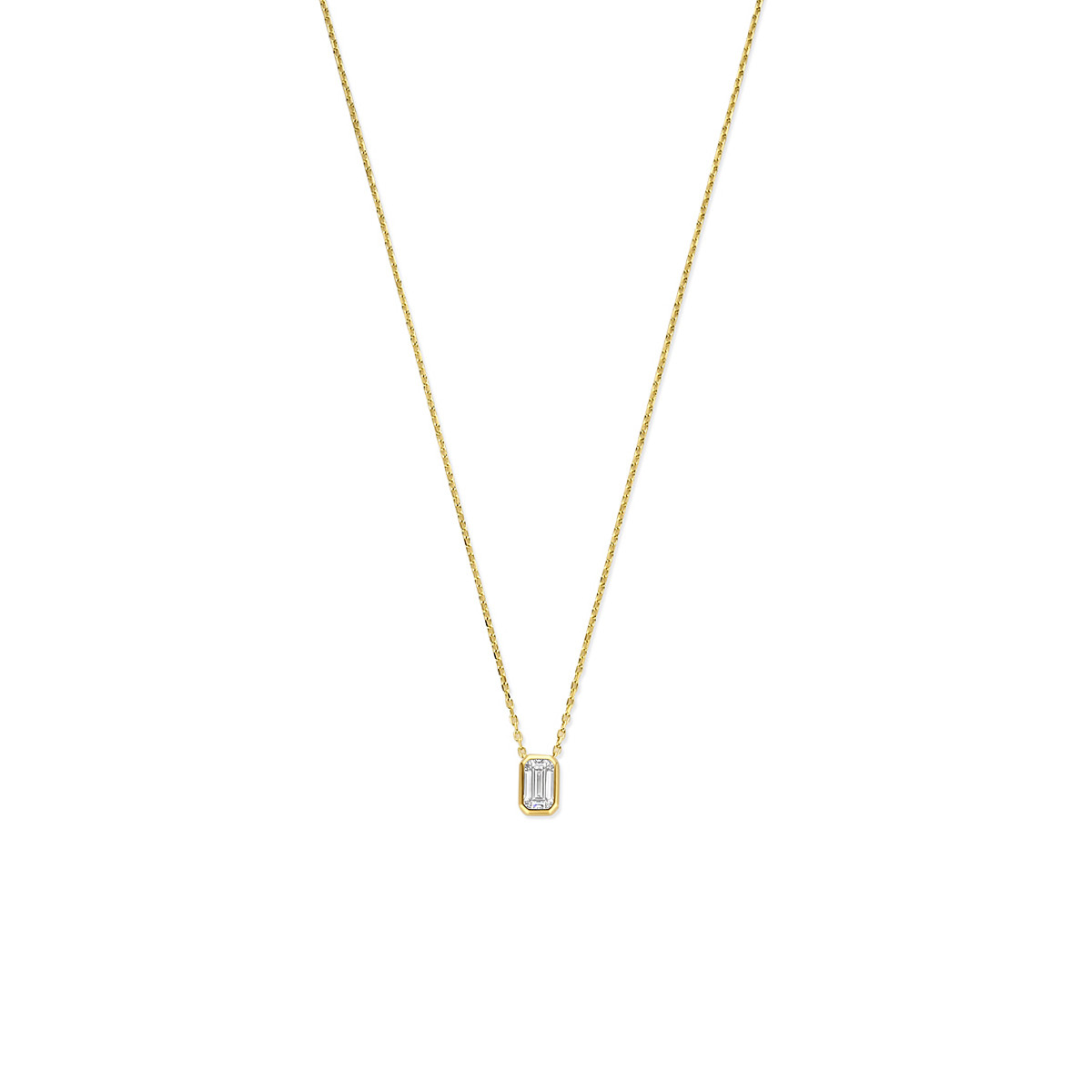 14-karaat gouden ketting met emerald geslepen zirkonia 6x4 mm breed - Lengte 41-43-45 cm
