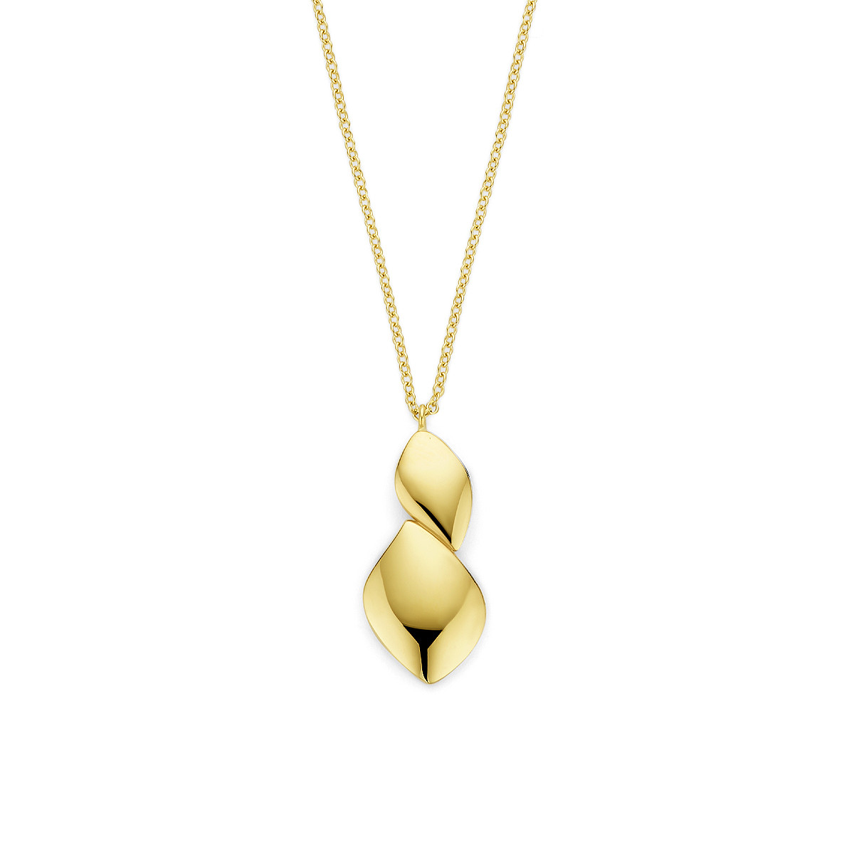 14-karaat gouden ketting met glanzende abstracte hanger 1.1 mm breed - Lengte 41-43-45 cm