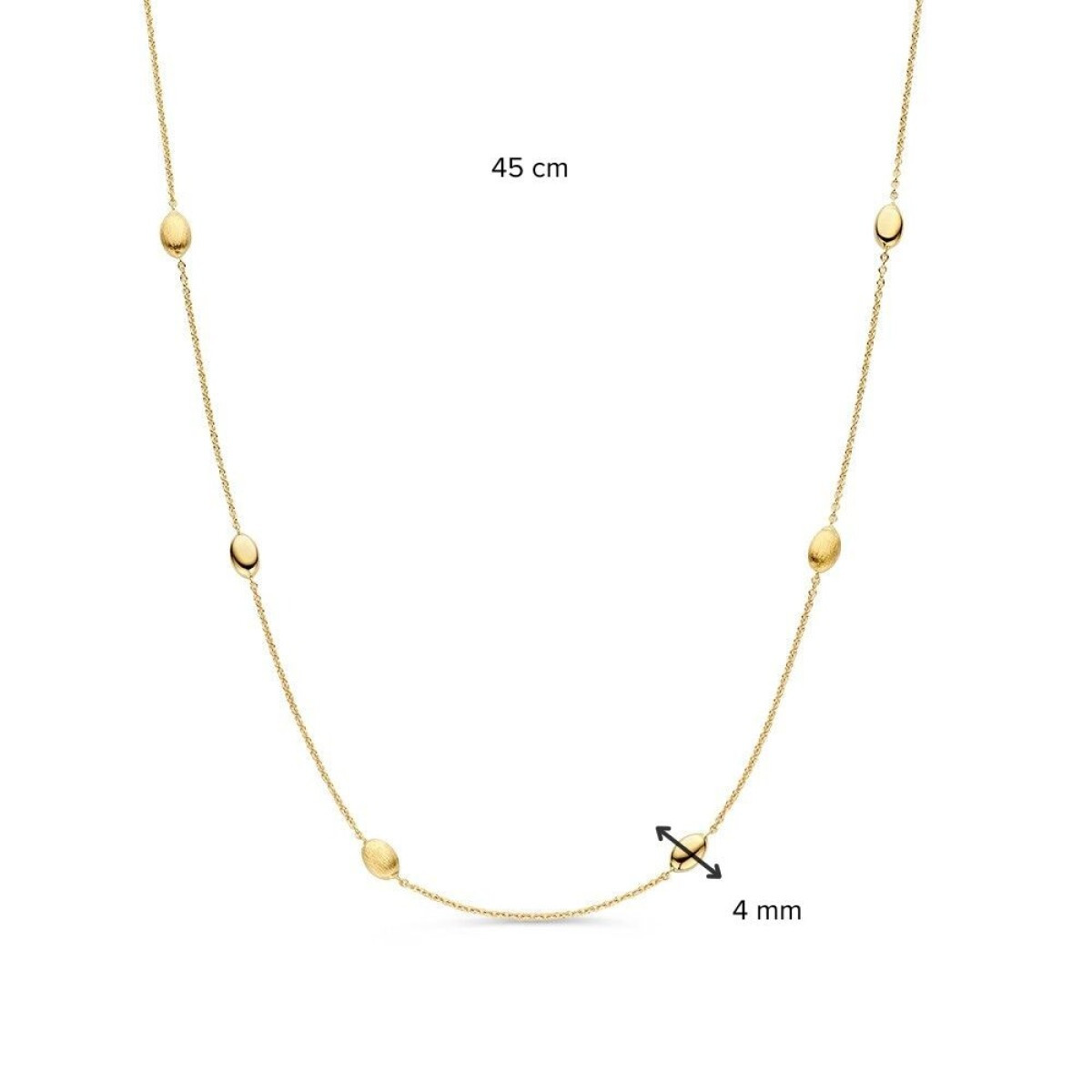 14-karaat gouden ketting met glanzende en matte ovale schakels 4 mm breed - Lengte 45 cm