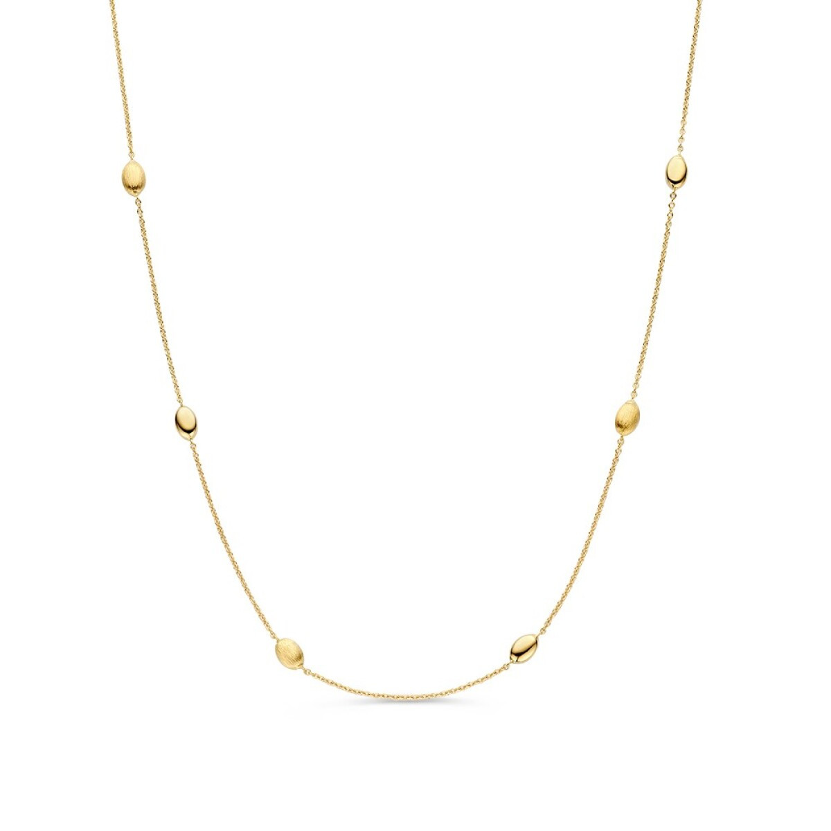 14-karaat gouden ketting met glanzende en matte ovale schakels 4 mm breed - Lengte 45 cm