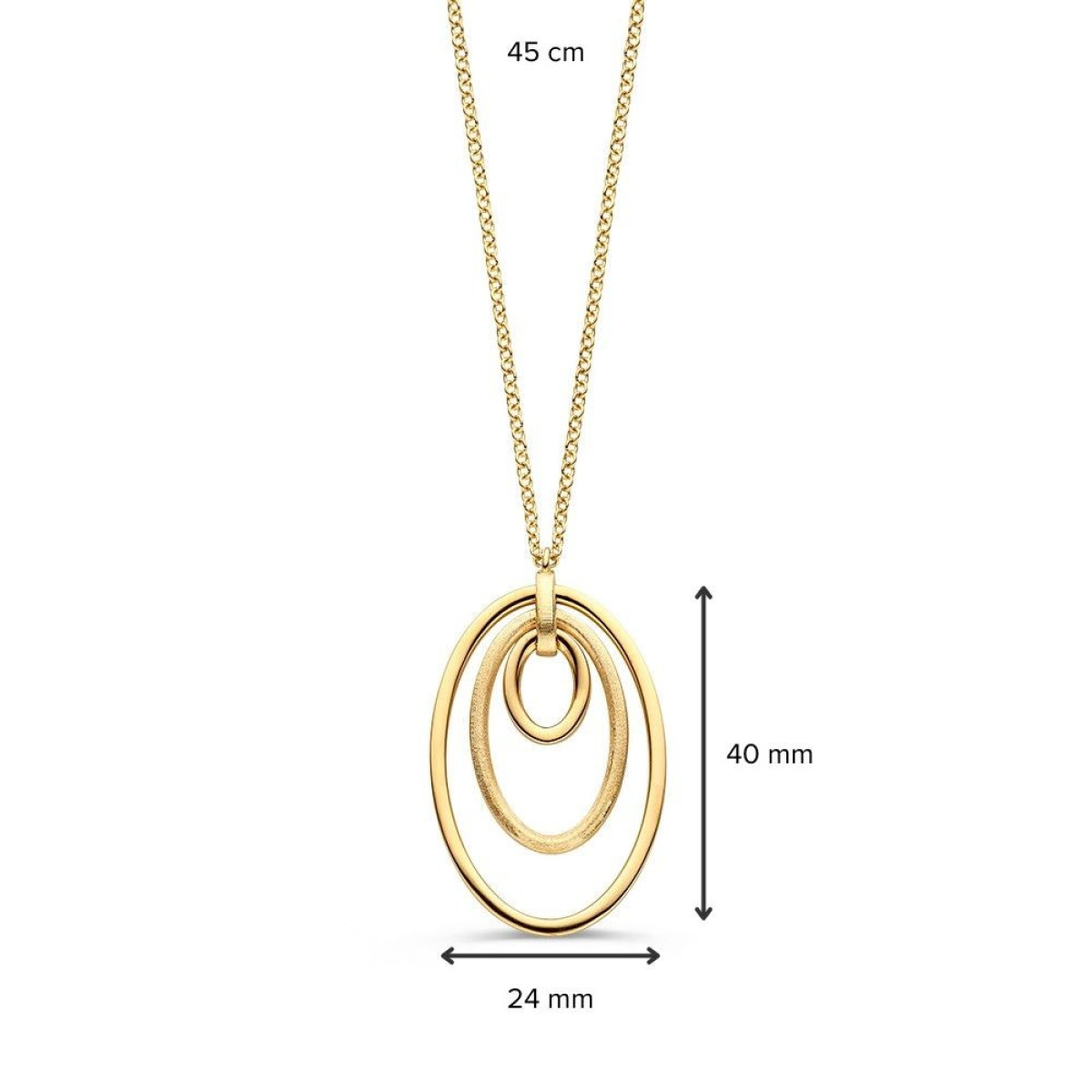 14-karaat gouden ketting met glanzende en matte ovalen - Lengte 45 cm