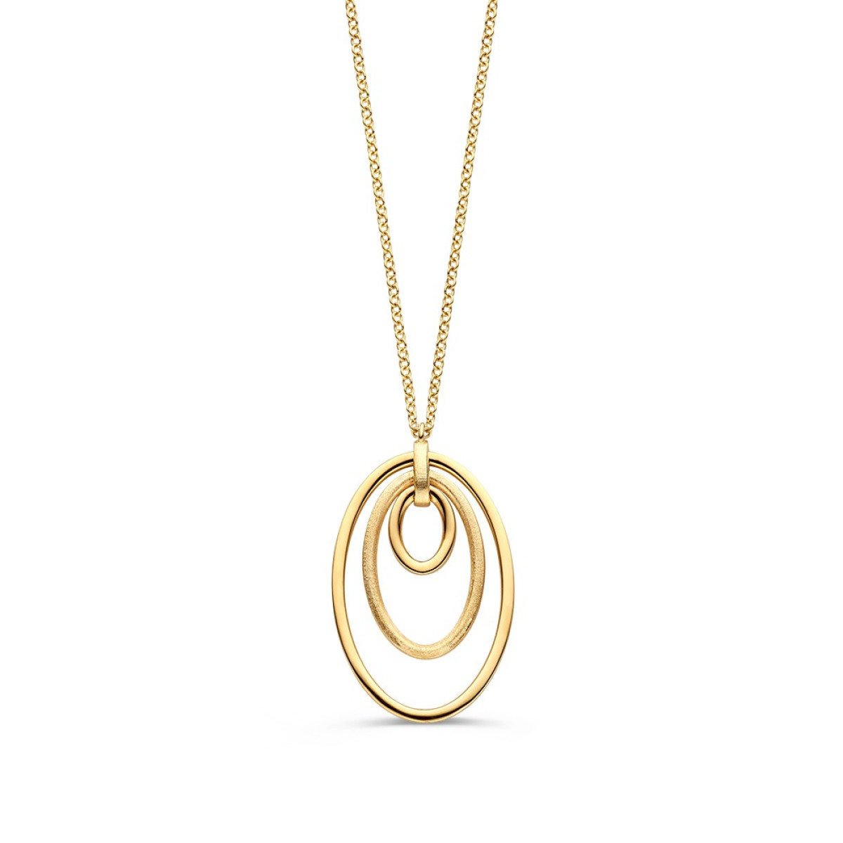 14-karaat gouden ketting met glanzende en matte ovalen - Lengte 45 cm