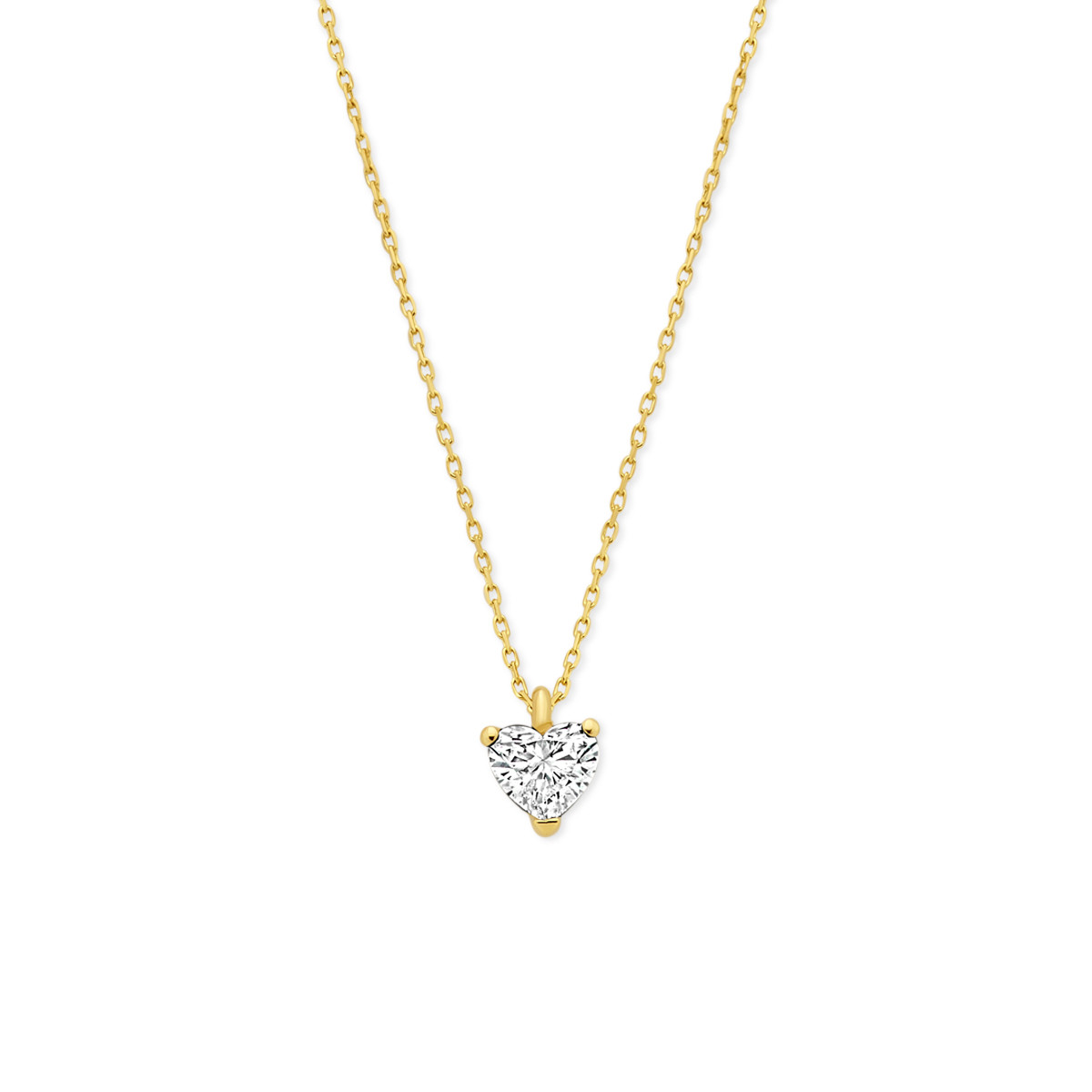 14-karaat gouden ketting met hart lab grown diamant 0.30 crt 7 mm x 5 mm - Lengte 41-43-45 cm