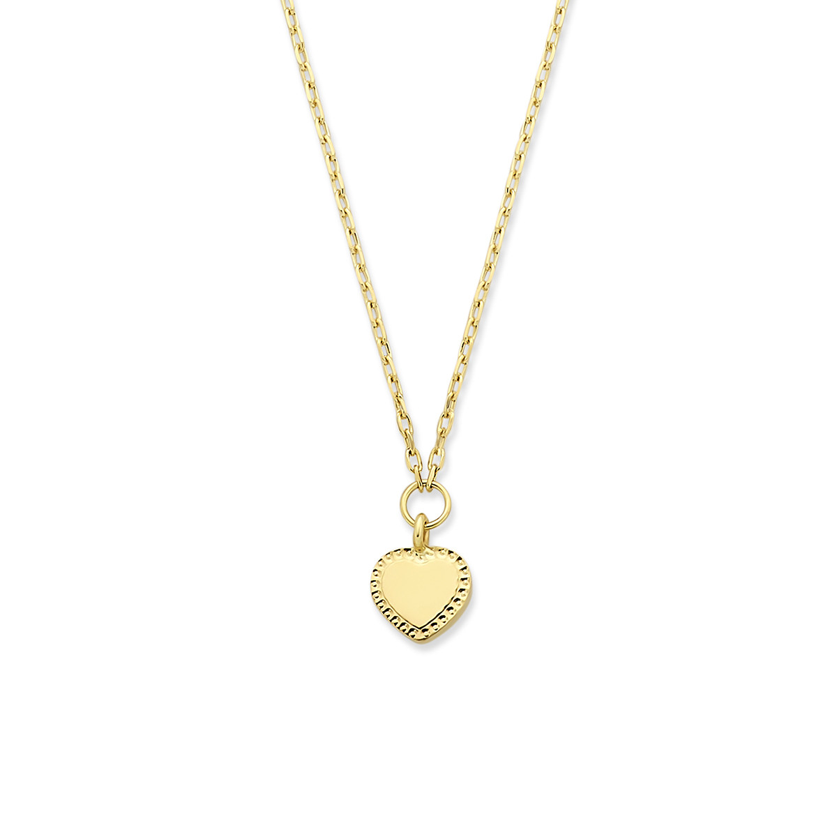 14-karaat gouden ketting met hartjes hanger 6.5 mm breed - Lengte 41-43-45 cm