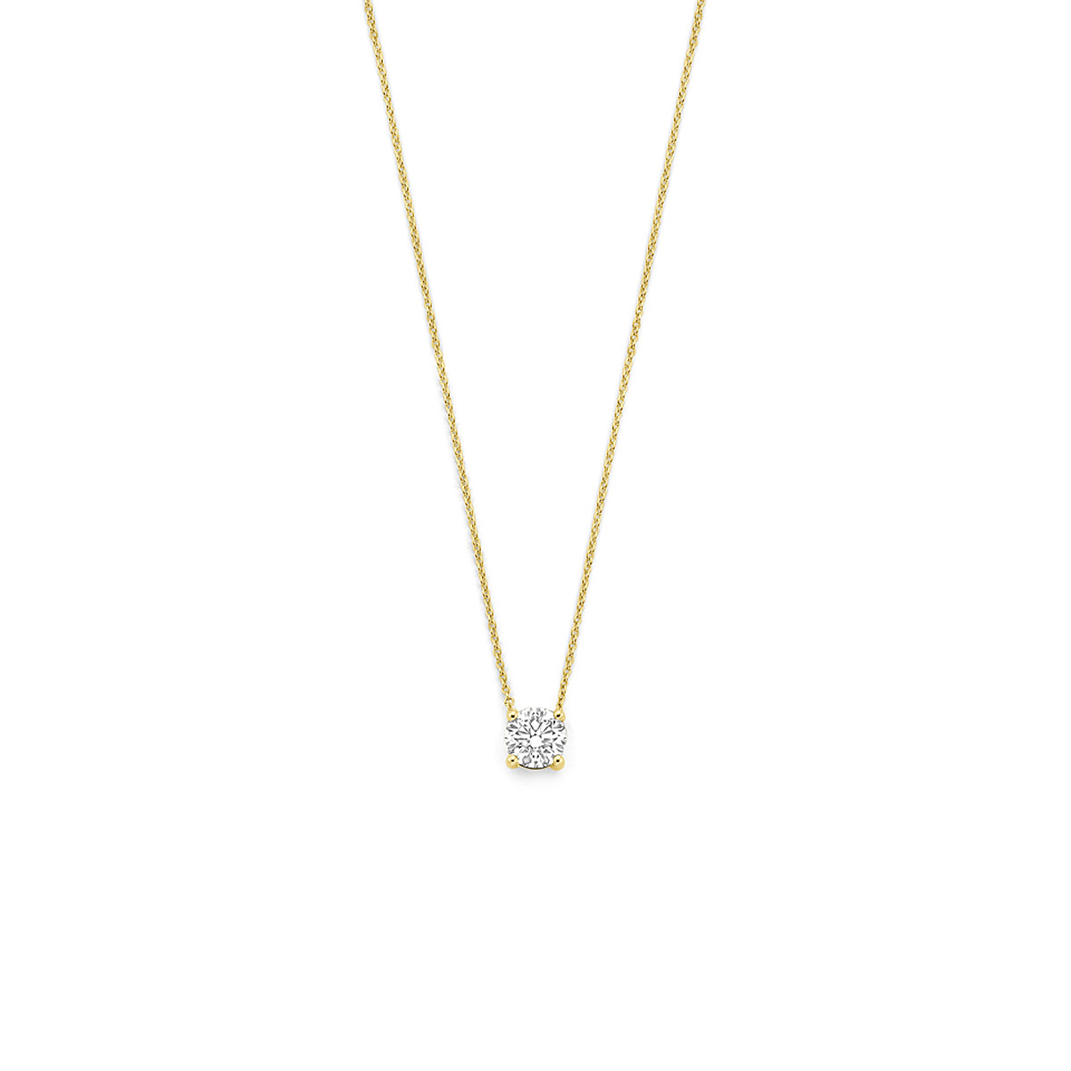 14-karaat gouden ketting met lab diamant 0.5 crt en hanger - Lengte 41-43-45 cm