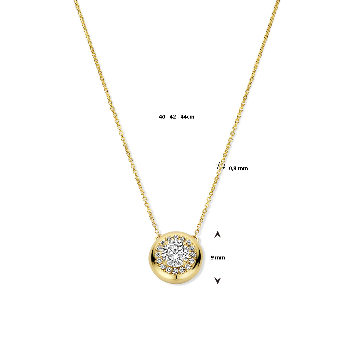 14-karaat gouden ketting met lab grown diamant 0.49 crt - Lengte 40, 42, 44 cm