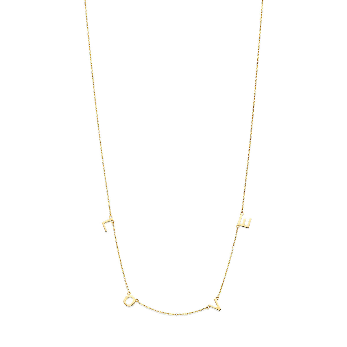 14-karaat gouden ketting met letters LOVE  - Lengte 38-40-42 cm