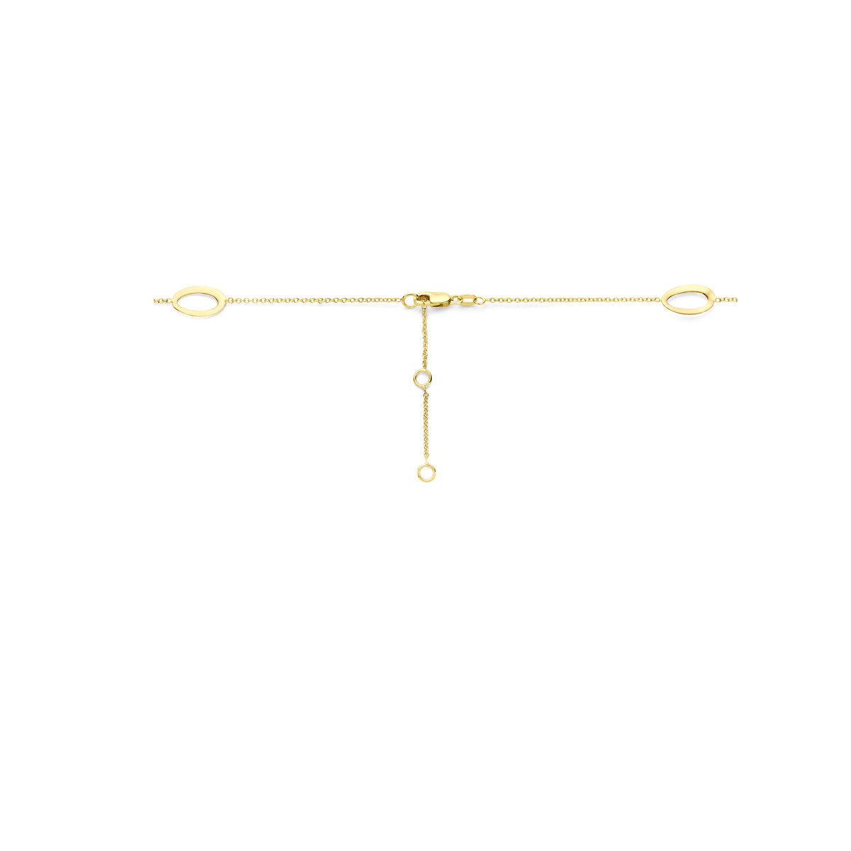 14-karaat gouden ketting met open ovaaltjes - Lengte 41-43-45 cm