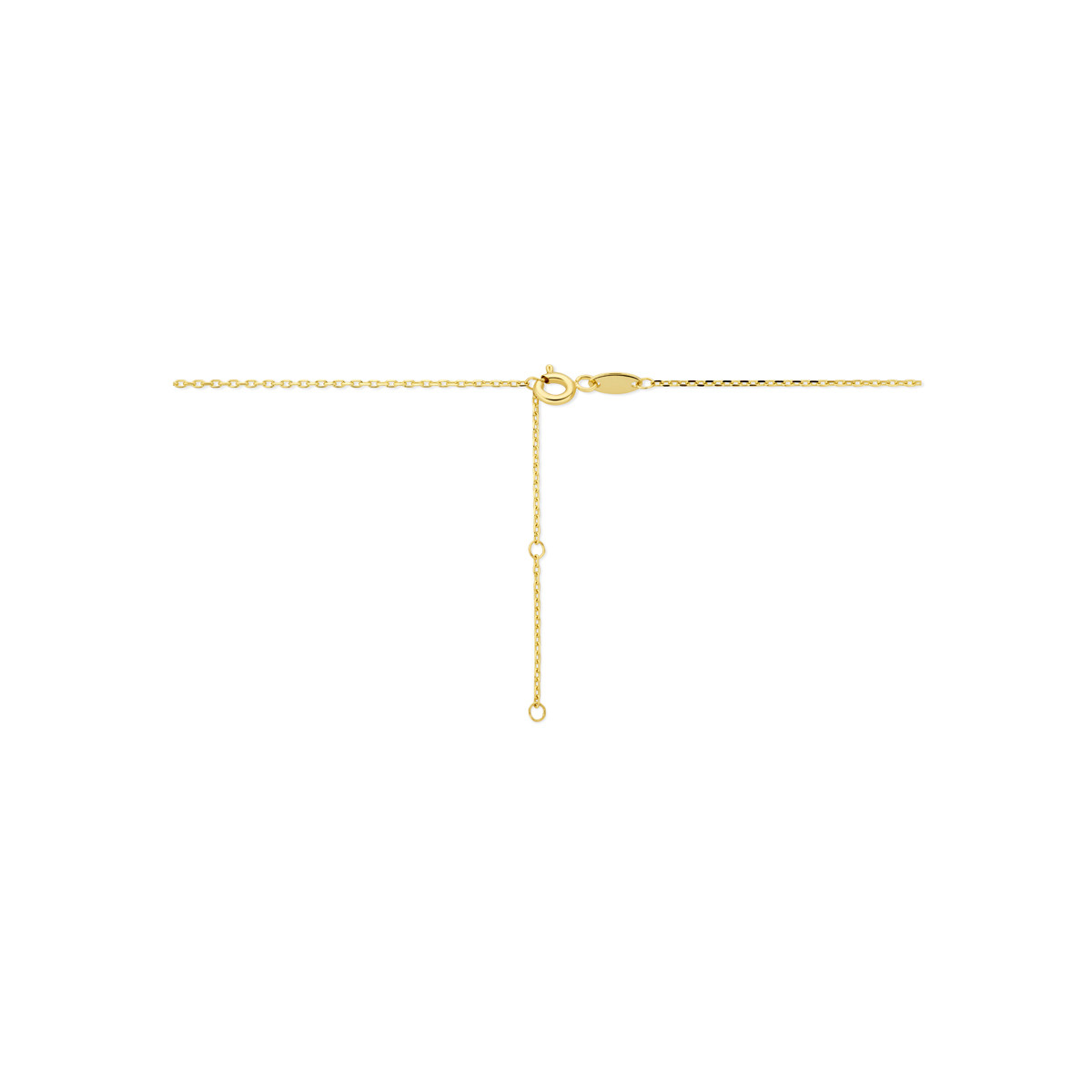 14-karaat gouden ketting met ovale geribbelde hanger 1 mm breed - Lengte 40-43-45 cm