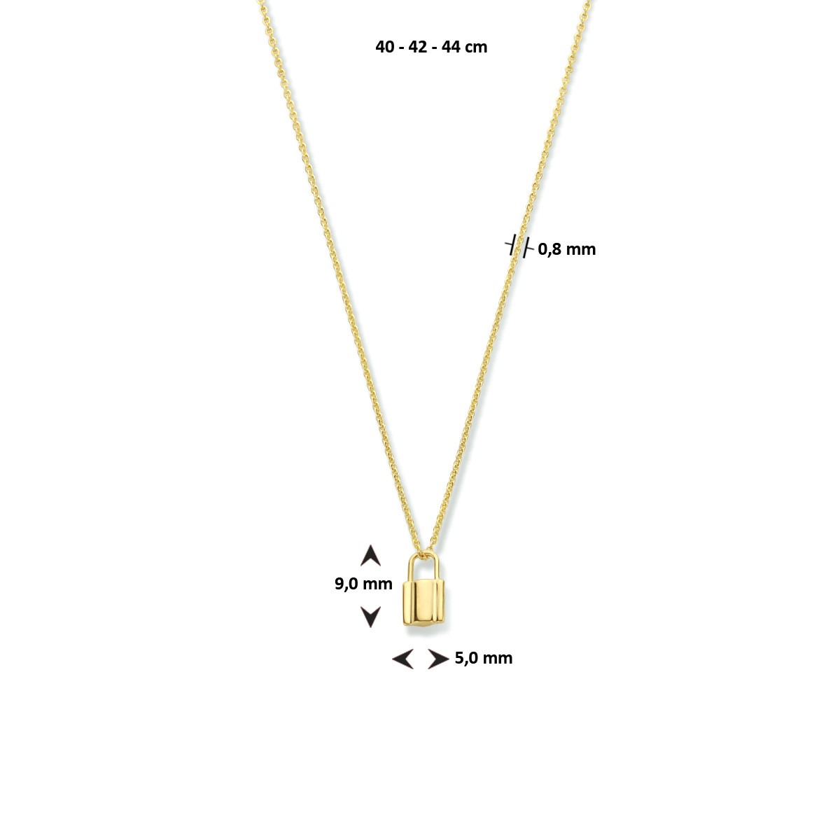 14-karaat gouden ketting met slotje