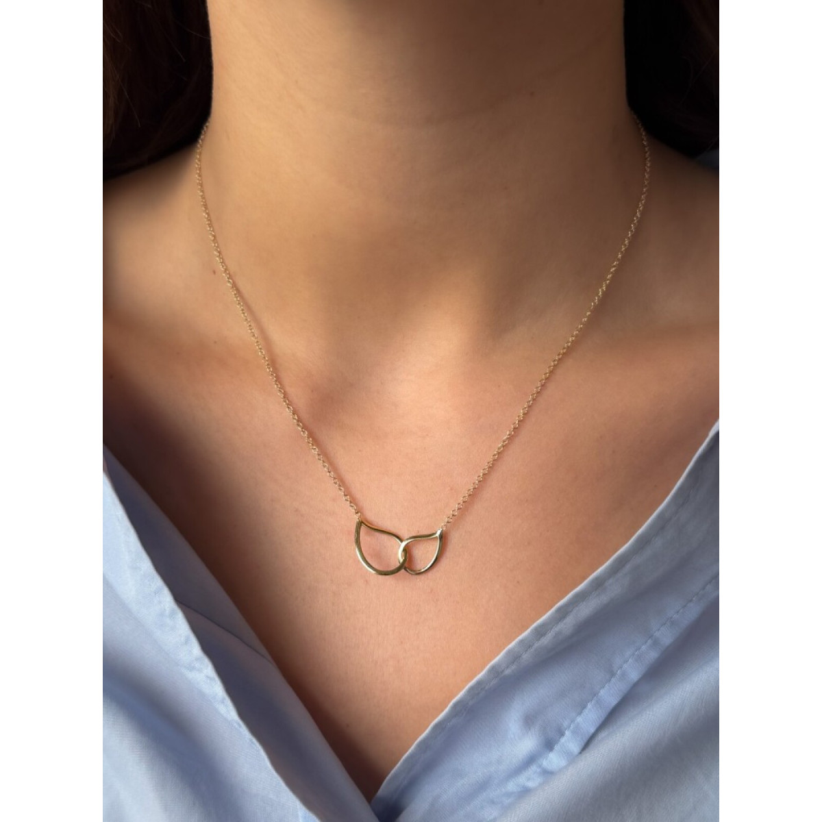14-karaat gouden ketting met verweven druppel hangers 12 mm - Lengte 45 cm