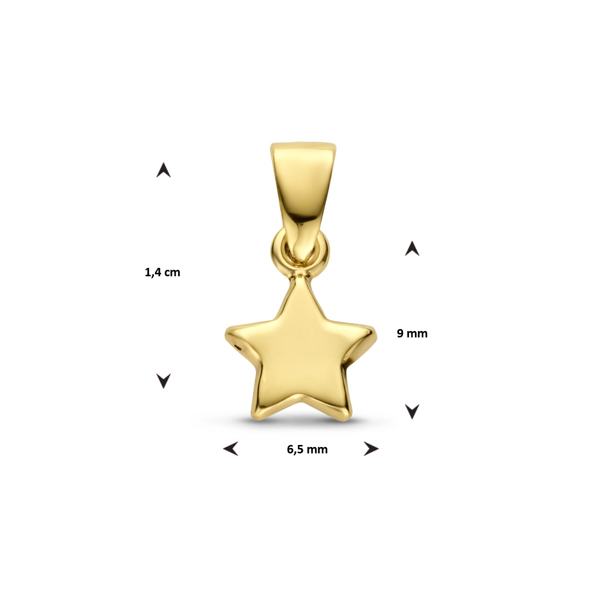 14-karaat gouden kinderhanger met ster - 14 x 6.5 mm