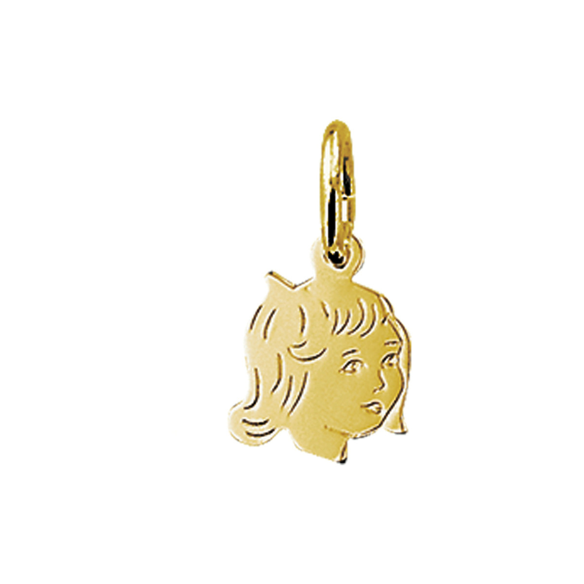 14-karaat gouden kinderkopje hanger met glanzende afwerking 9 mm breed - Hoogte 12.5 mm