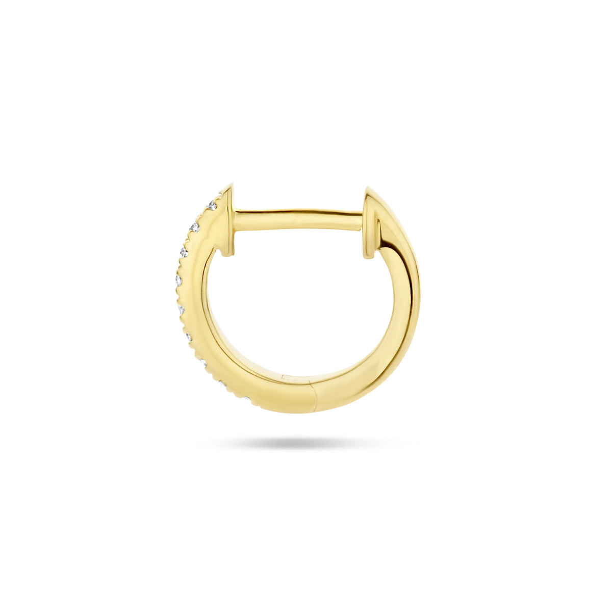 14-karaat gouden klapoorring met diamanten 0.03 crt 1.5 mm breed - Hoogte 9.5 mm - Per stuk
