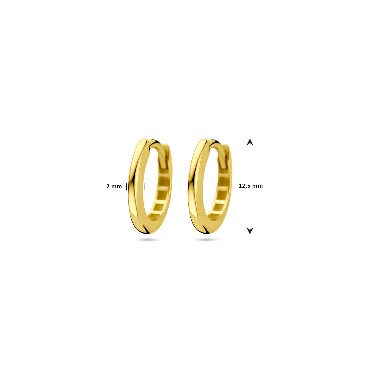 14-karaat gouden klapoorringen 2 mm breed - Diameter 12.5 mm