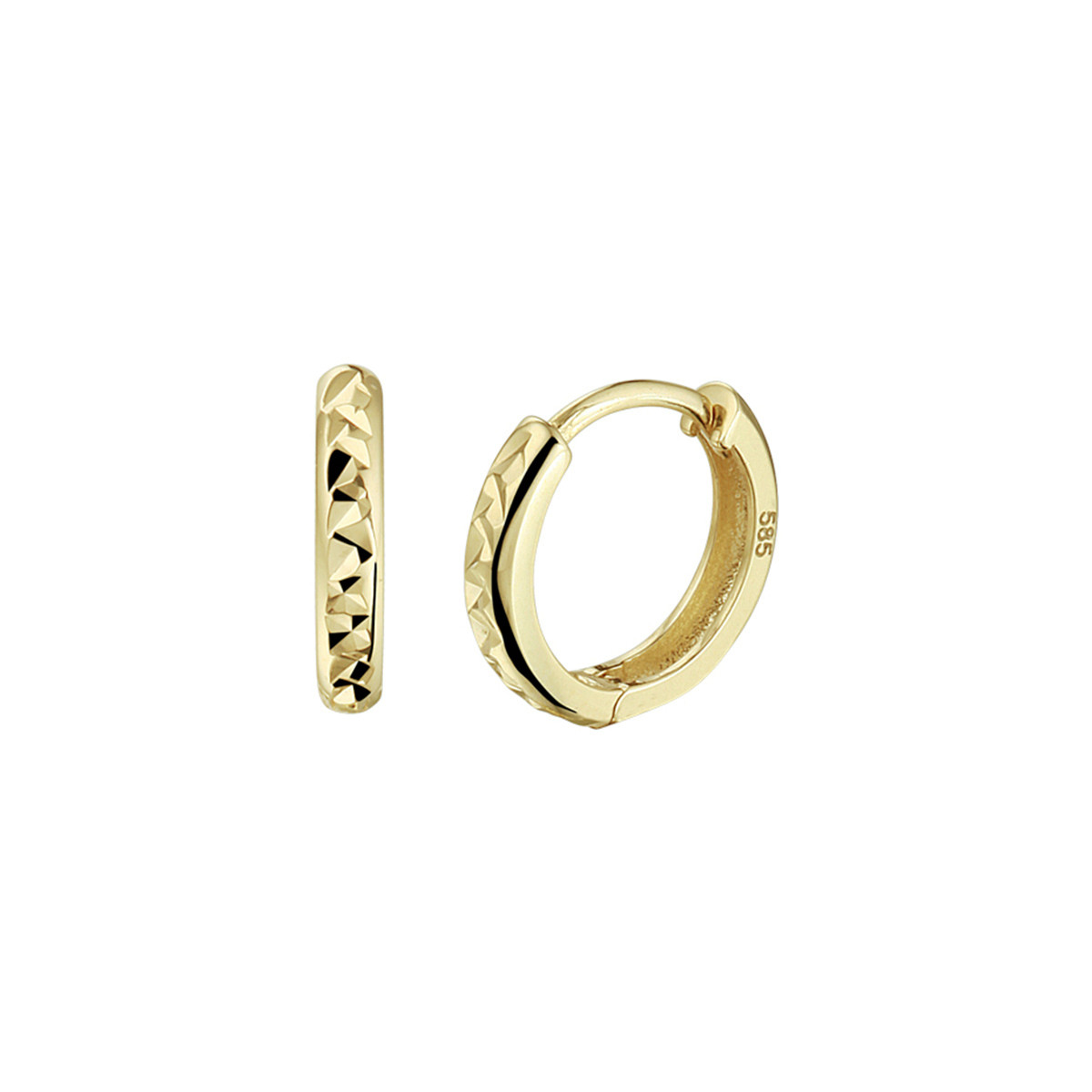 14-karaat gouden klapoorringen gediamanteerd 2 mm breed - Diameter 10.5 mm