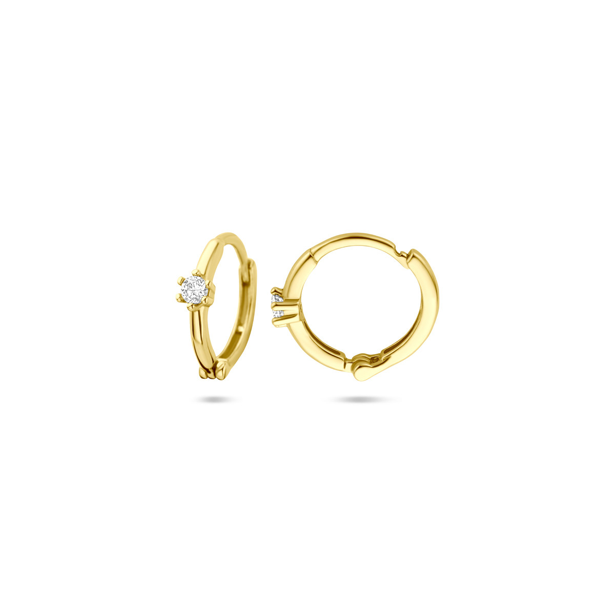 14-karaat gouden klapoorringen met briljant geslepen zirkonia 2.5 mm breed - Hoogte 10.5 mm