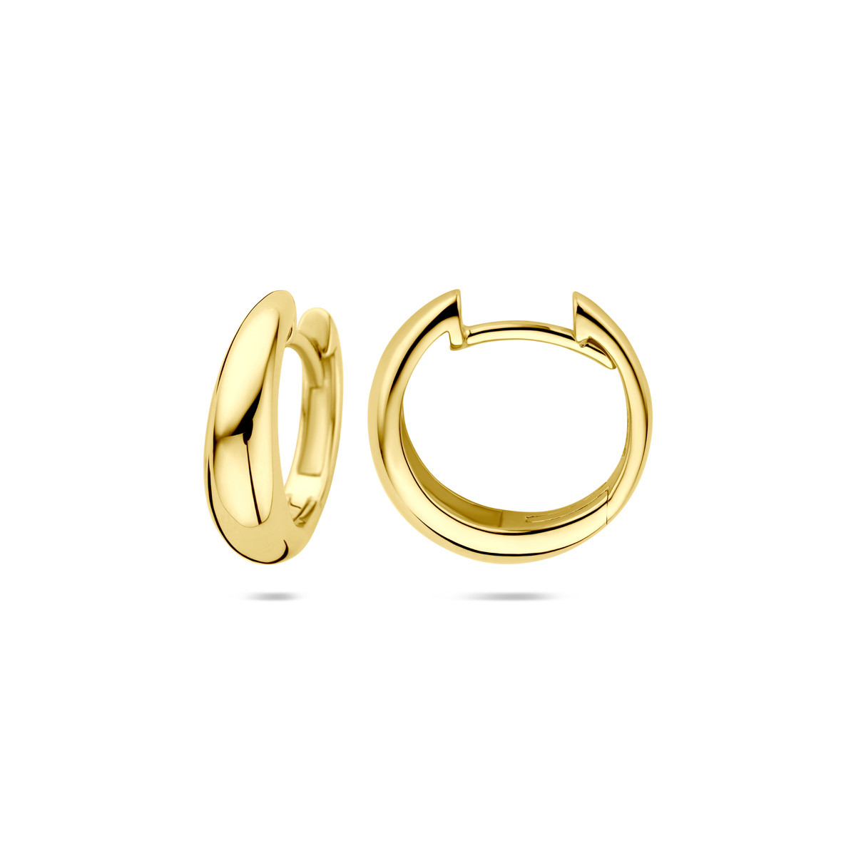 14-karaat gouden klapoorringen rond en glanzend afgewerkt 4.5 mm breed - Diameter 14 mm