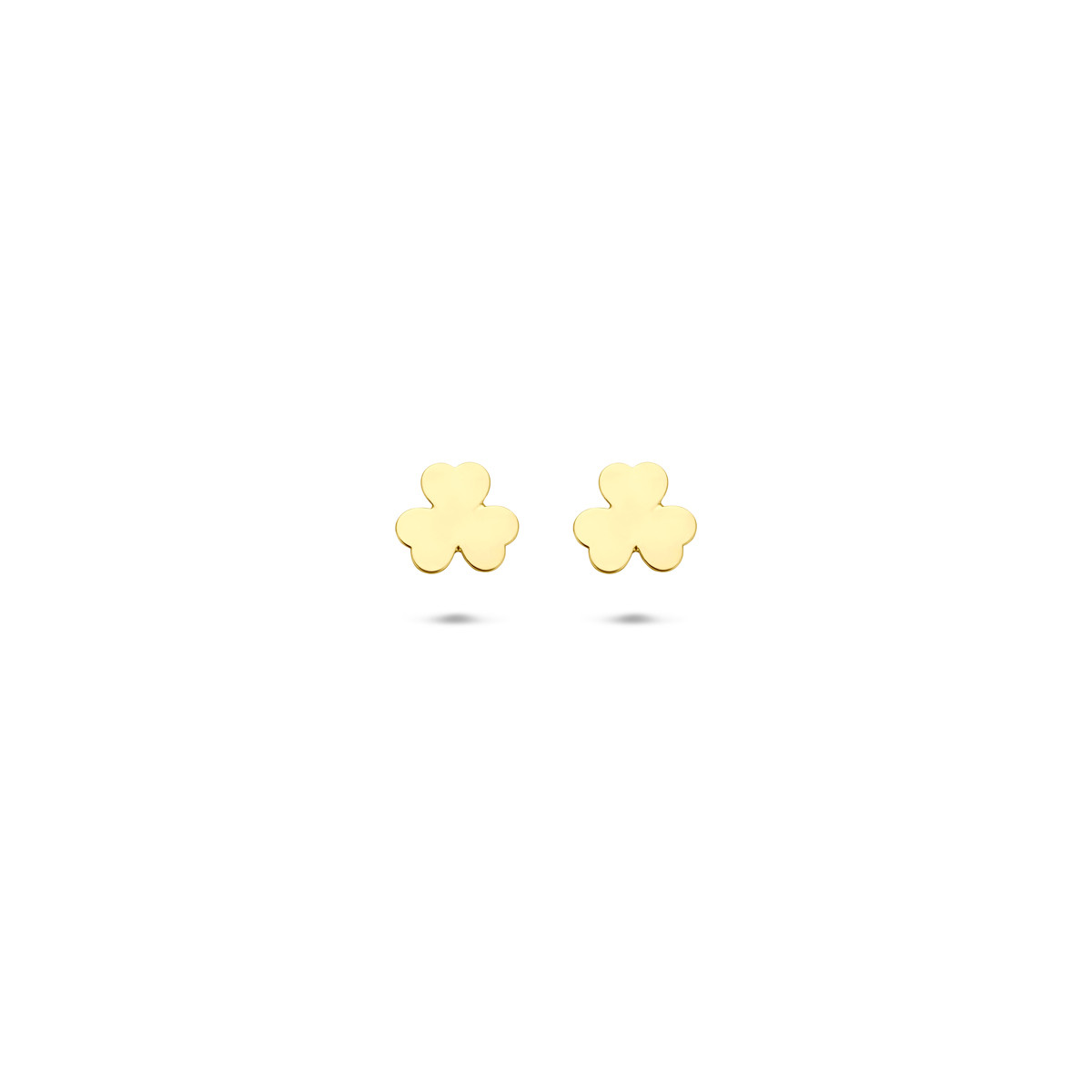 14-karaat gouden klavervormige oorknopjes met glanzende afwerking - 5 mm x 5.5 mm