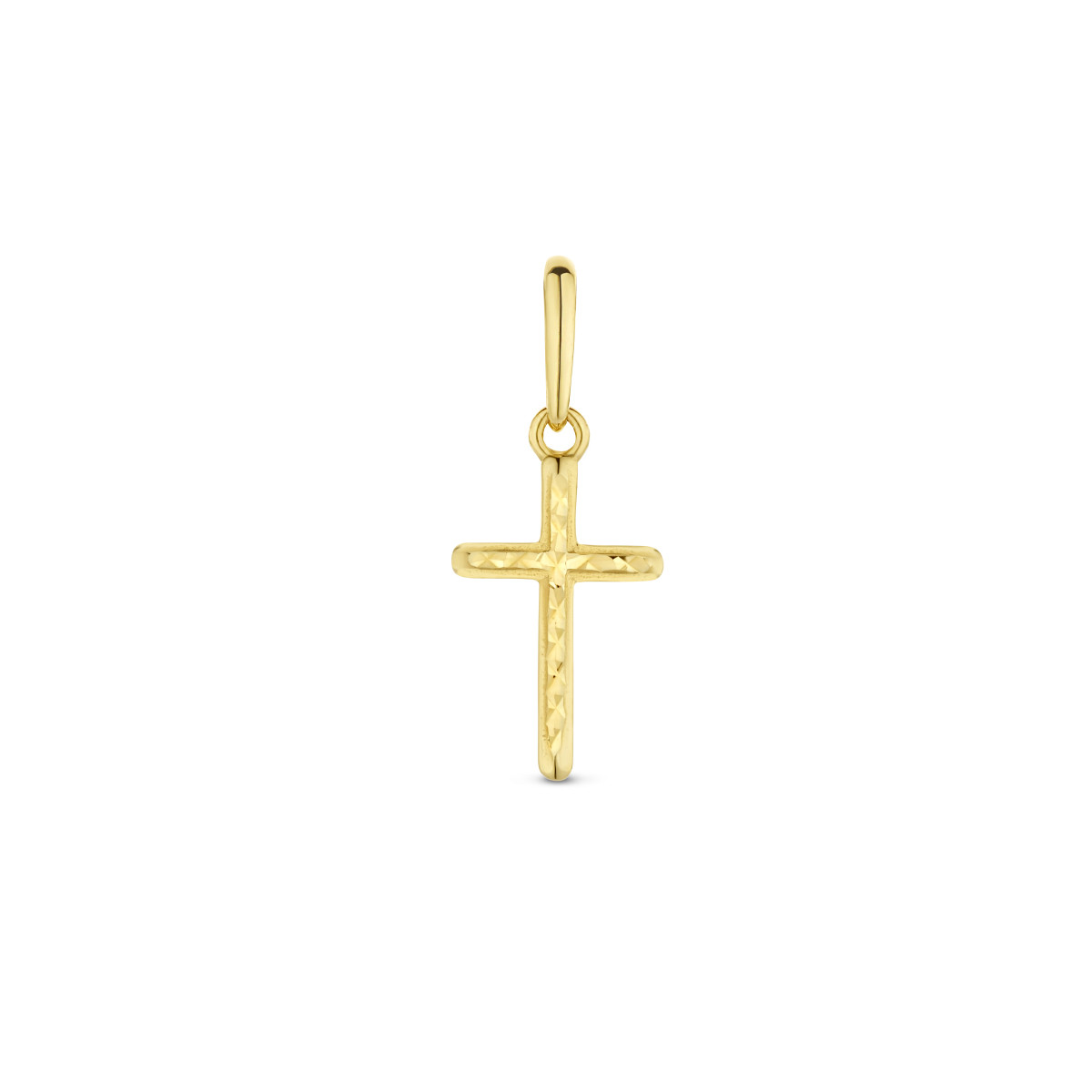 14-karaat gouden kruis hanger gediamanteerd - 17 x 7 mm