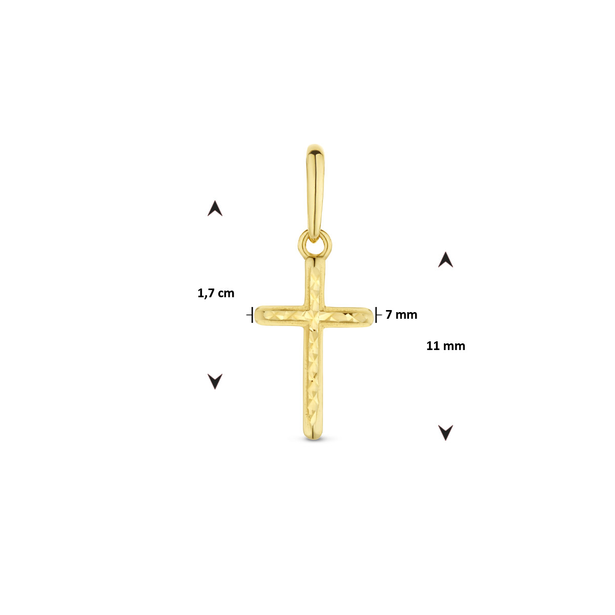 14-karaat gouden kruis hanger gediamanteerd - 17 x 7 mm