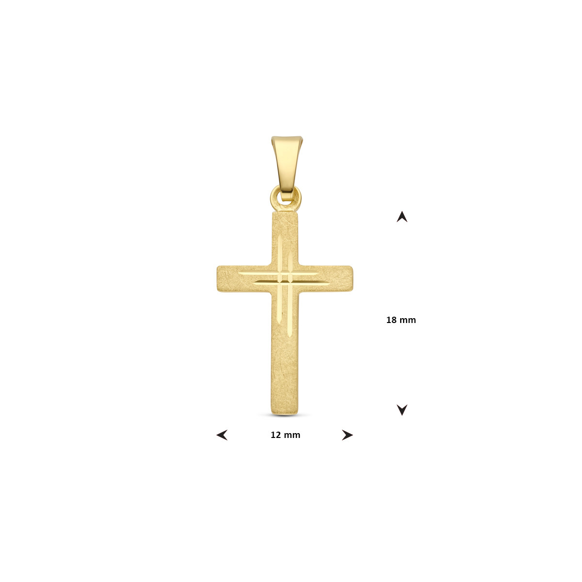 14-karaat gouden kruisje gediamanteerd 12 mm breed - Hoogte 18 mm