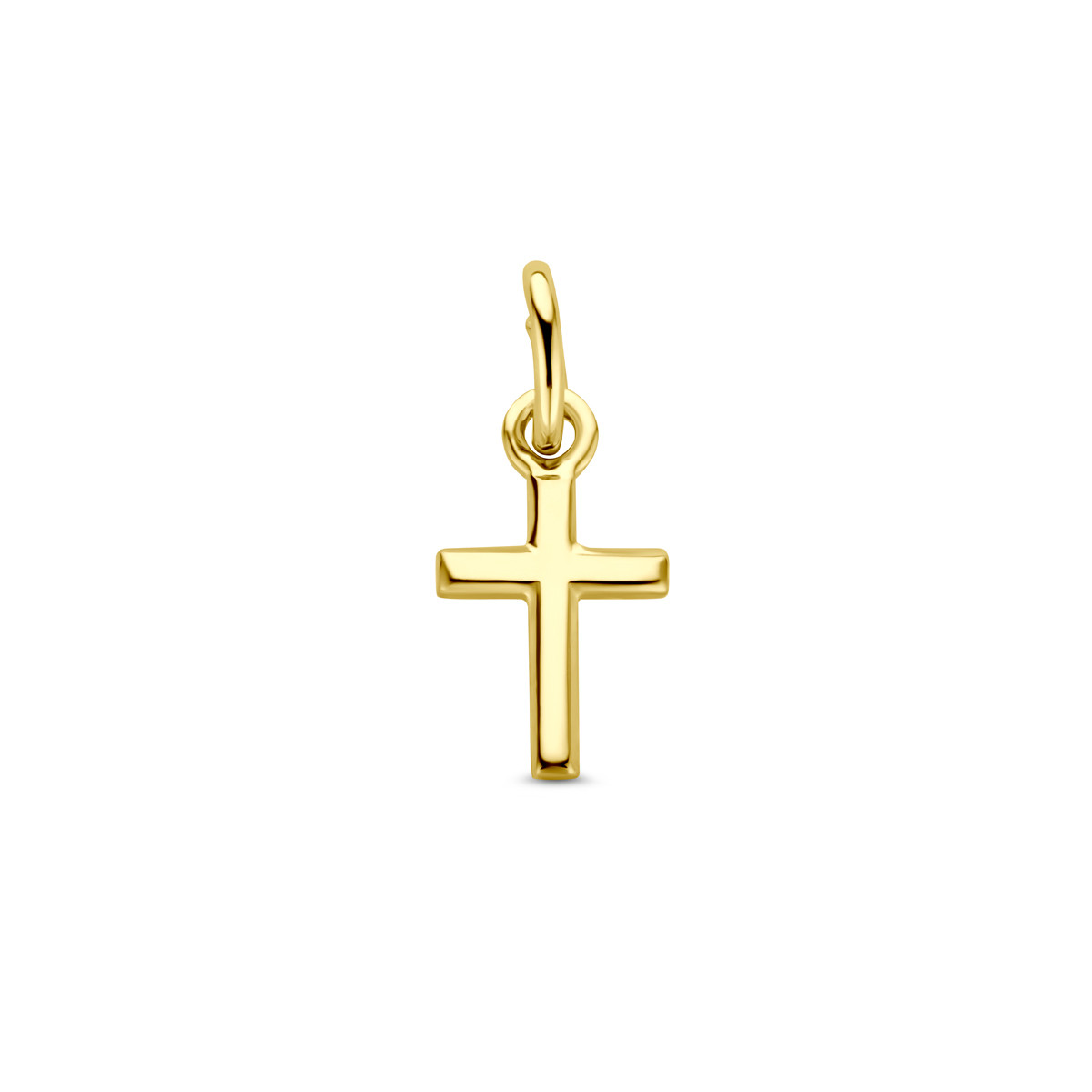 14-karaat gouden kruisje glanzend afgewerkt 6 mm breed - Hoogte 10.5 mm