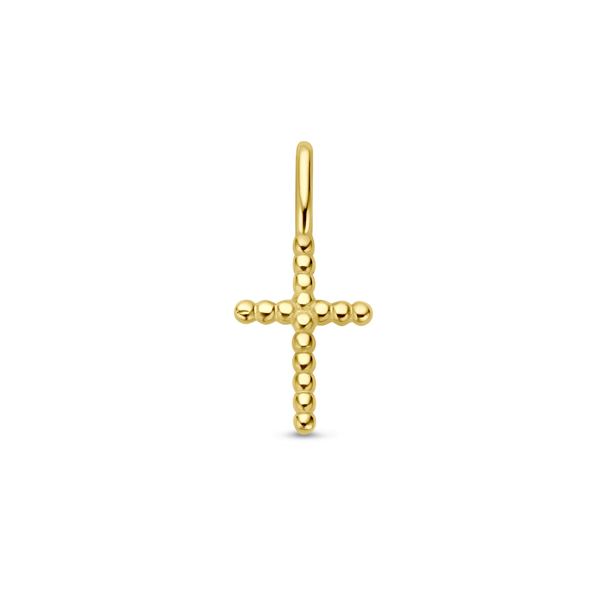14-karaat gouden kruisje met bolletjes - 6 mm x 13.5 mm
