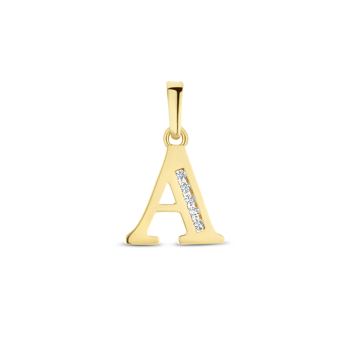 14-karaat gouden letter hanger met vijf zirkonia's - Letter P