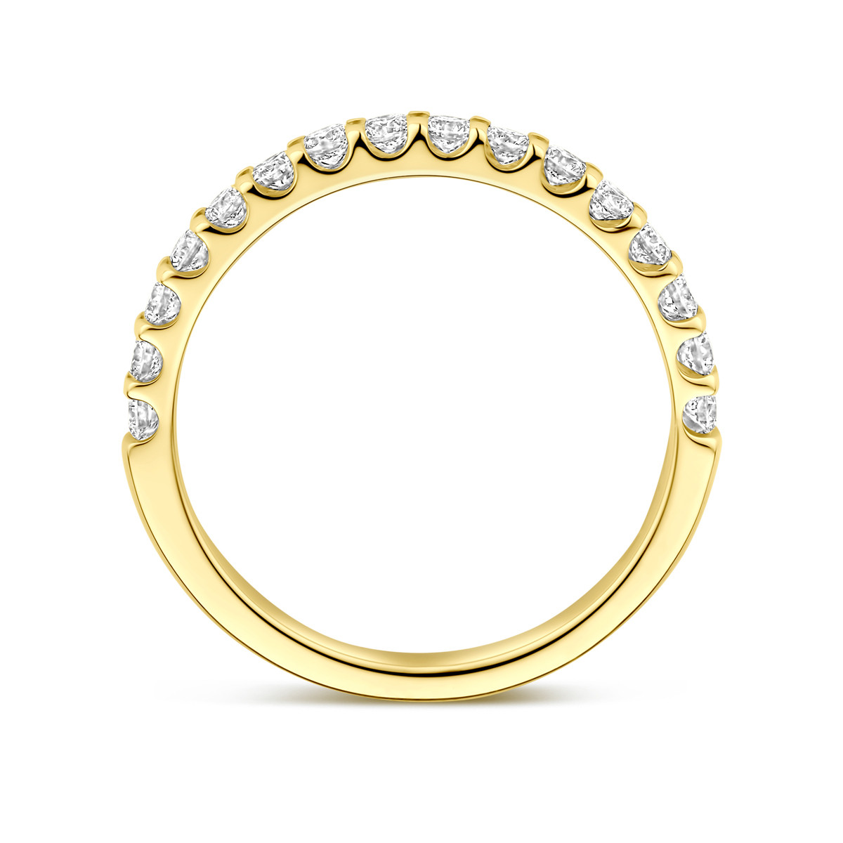 14-karaat gouden memoire ring met lab grown diamanten 0.51 crt 2.5 mm breed
