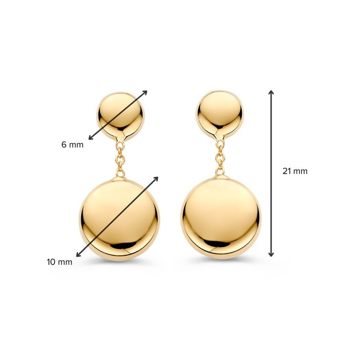 14-karaat gouden oorhangers met cirkelvorm - Hoogte 21 mm
