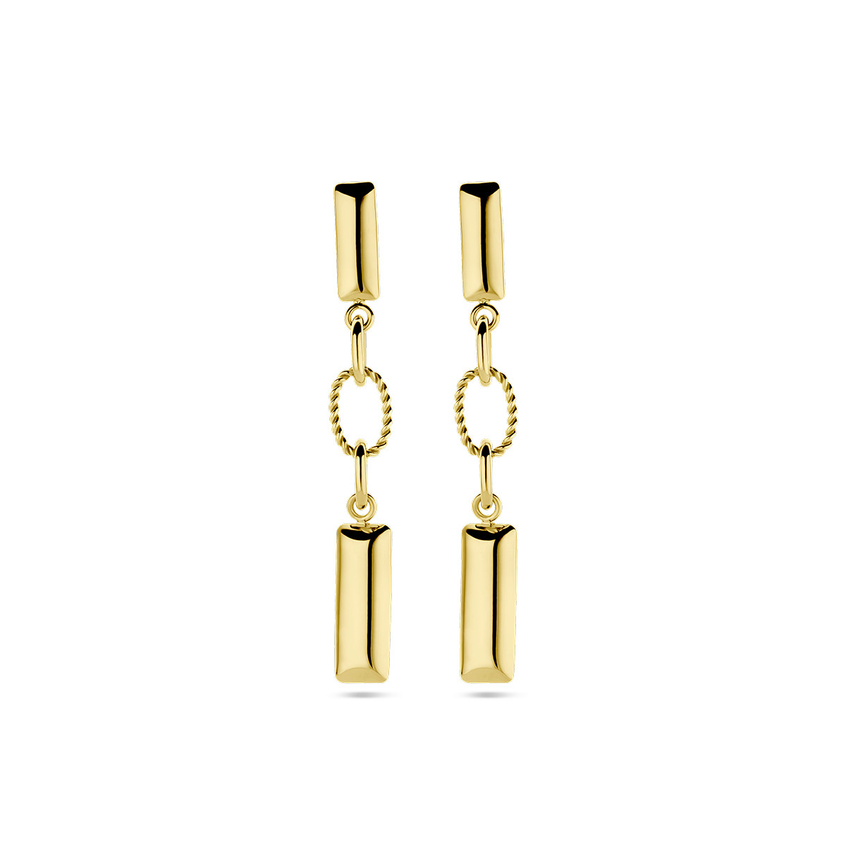 14-karaat gouden oorhangers met staafjes en ovalen - 5.5 mm x 42 mm