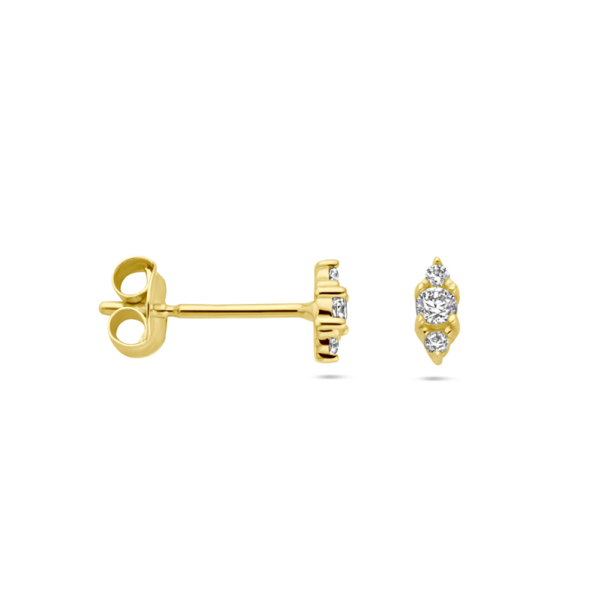 14-karaat gouden oorknopjes met briljant geslepen zirkonia - 5 mm x 2 mm