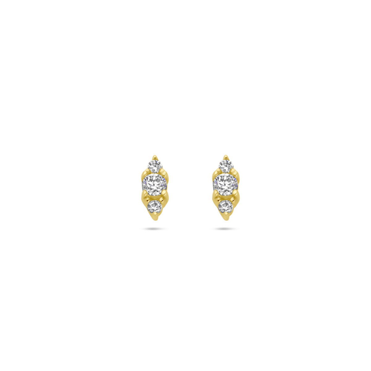 14-karaat gouden oorknopjes met briljant geslepen zirkonia - 5 mm x 2 mm