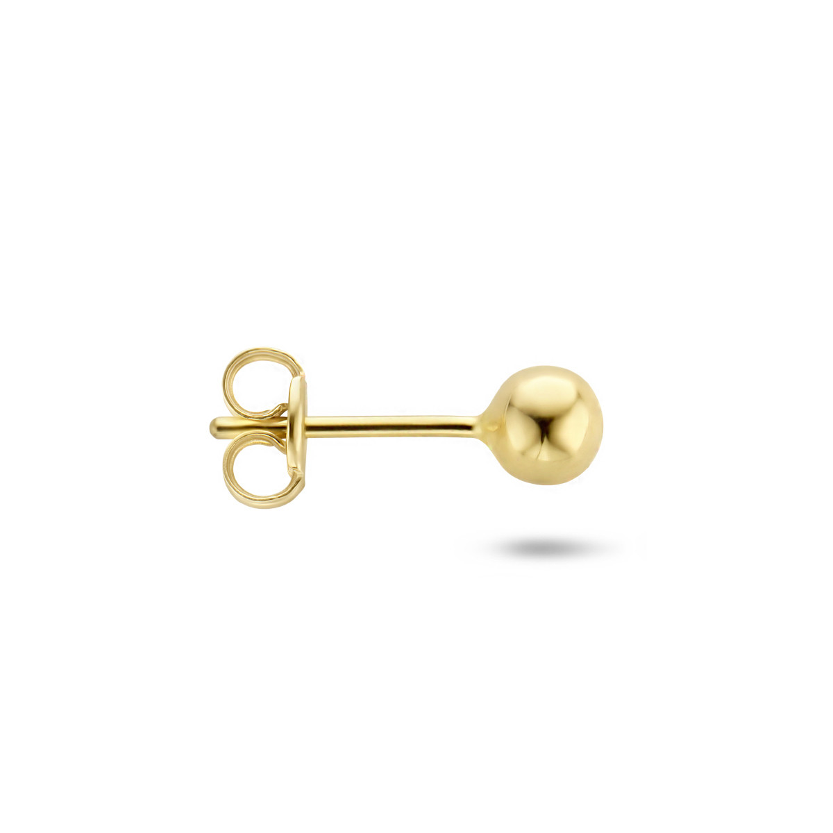 14-karaat gouden oorknop met glanzende ronde vorm - Diameter 4 mm - Per stuk