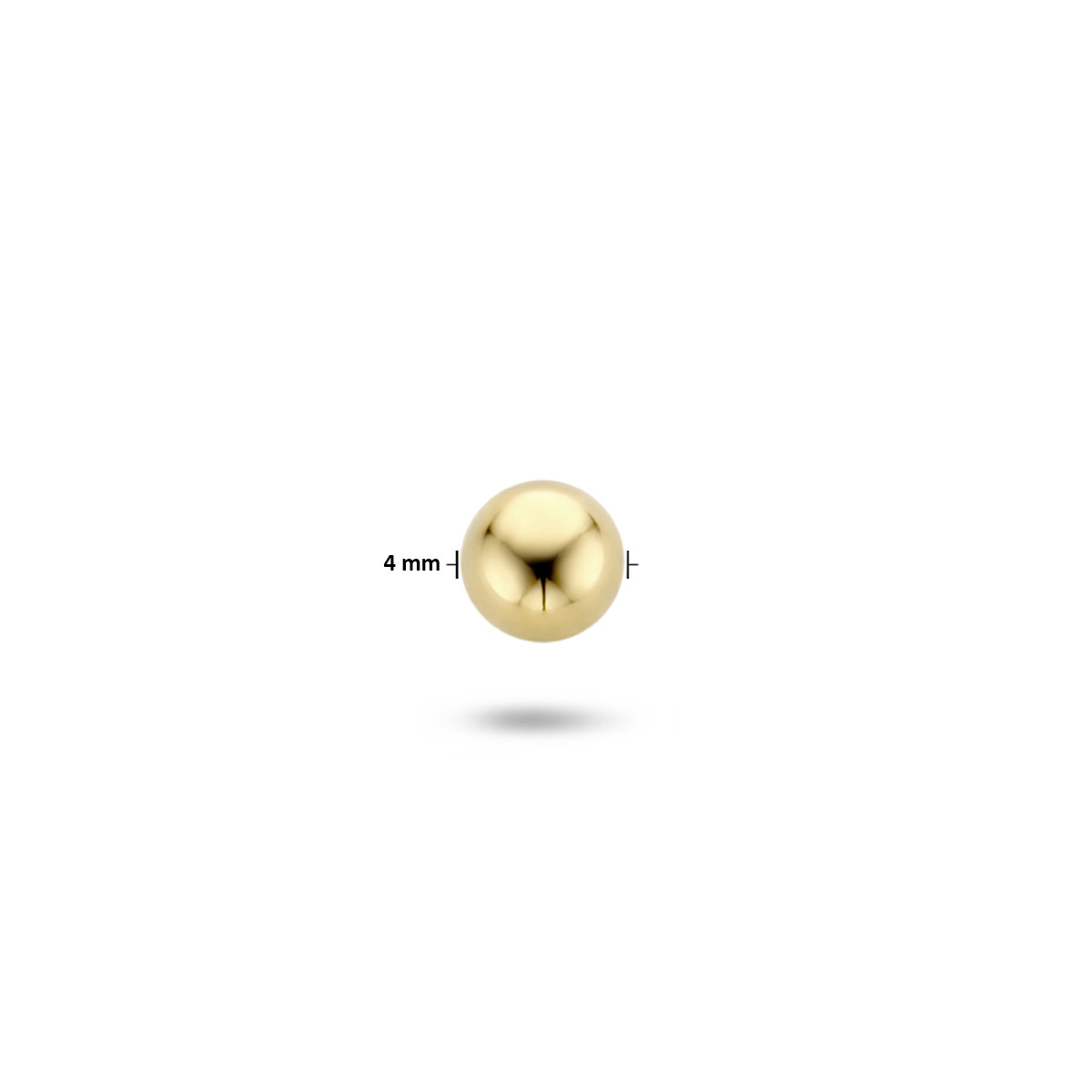 14-karaat gouden oorknop met glanzende ronde vorm - Diameter 4 mm - Per stuk