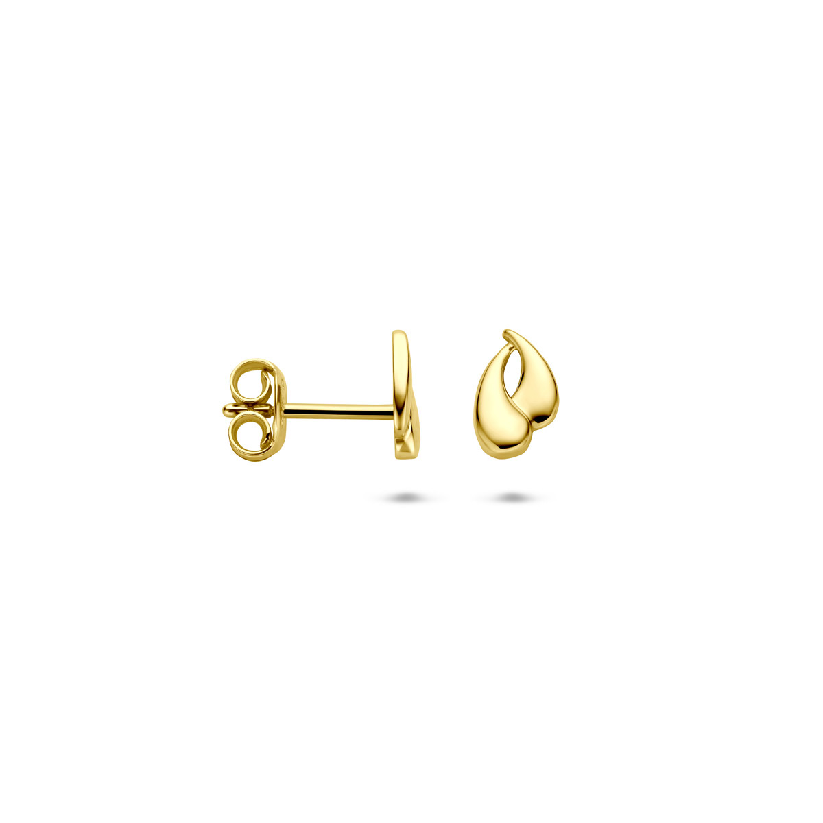 14-karaat gouden oorknopjes met organische druppelvorm - 7.5 mm x 5 mm