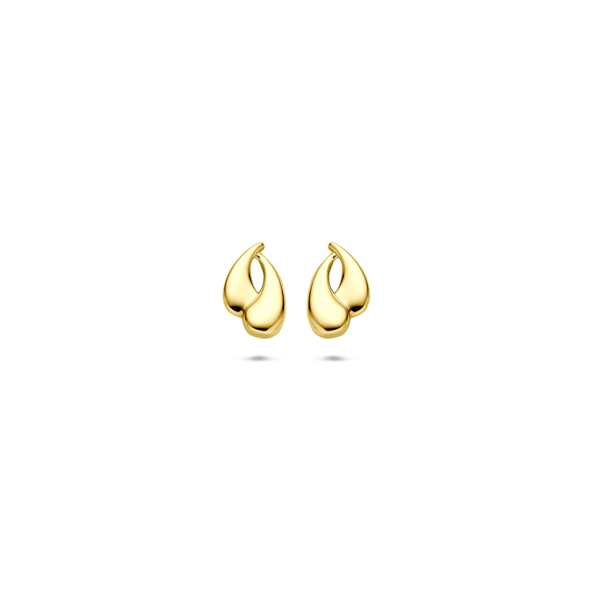 14-karaat gouden oorknopjes met organische druppelvorm - 7.5 mm x 5 mm