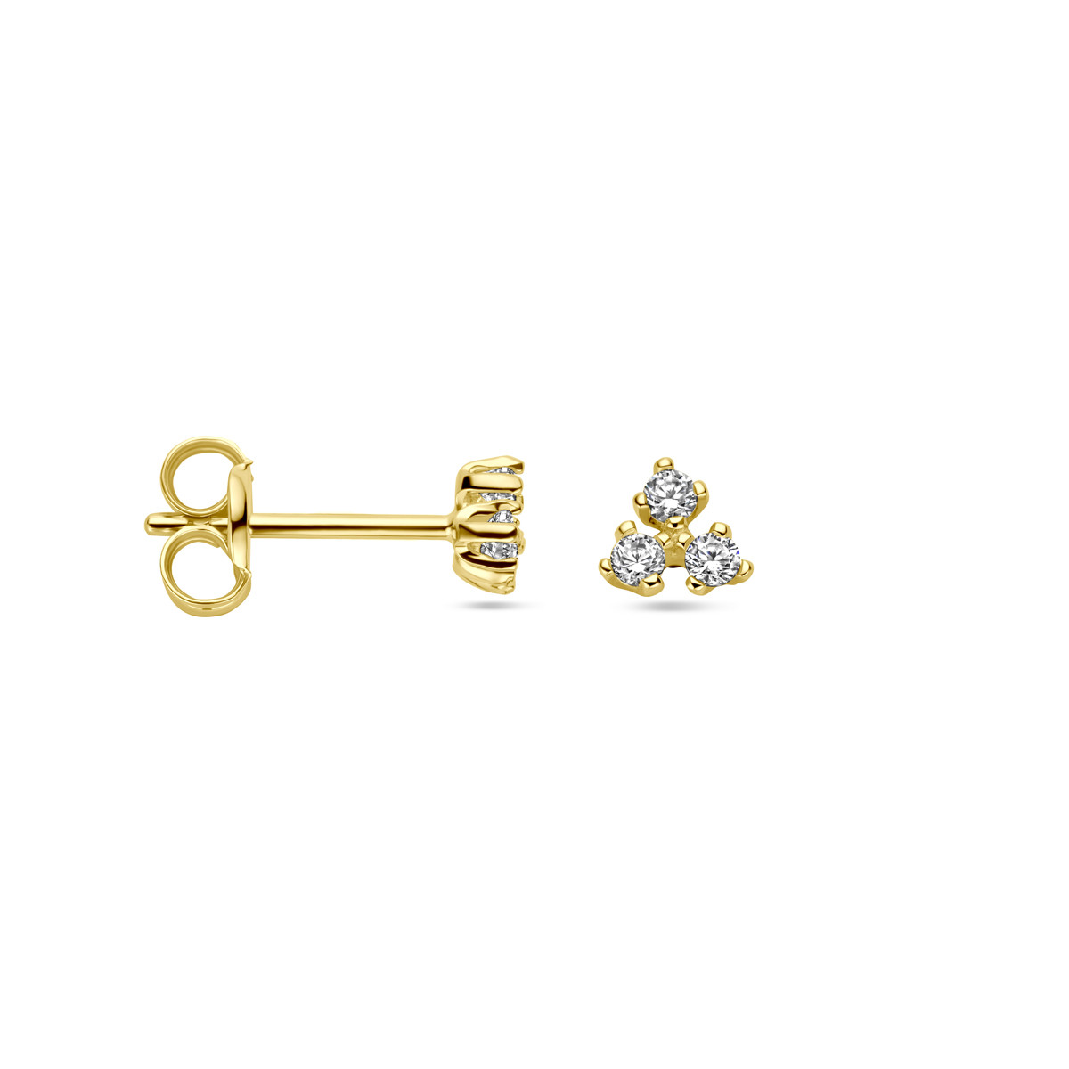 14-karaat gouden oorknopjes met transparante zirkonia – 3.5 mm x 4 mm