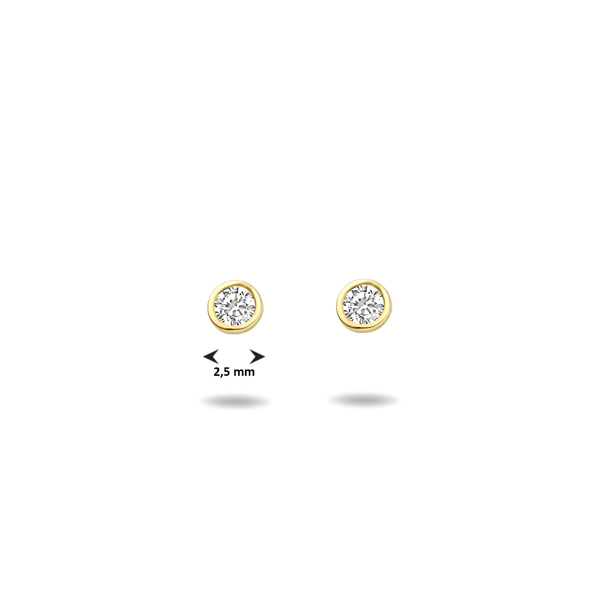 14-karaat gouden oorknopjes met zirkonia - Diameter 2.5 mm