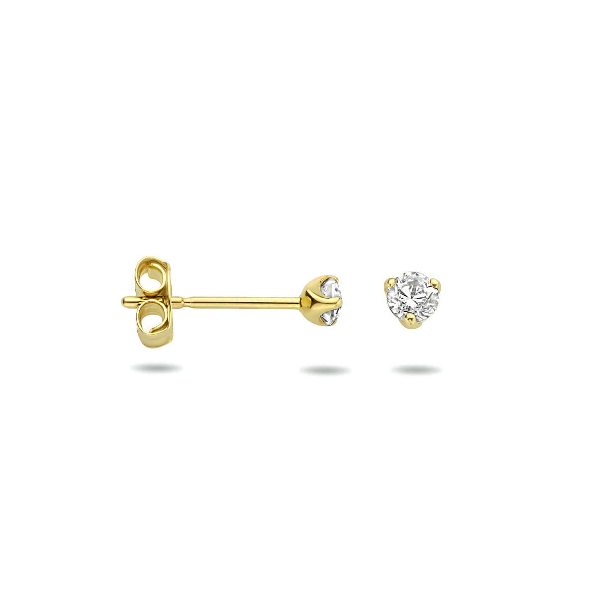 14-karaat gouden oorknopjes met zirkonia in briljant geslepen - Diameter 2.5 mm