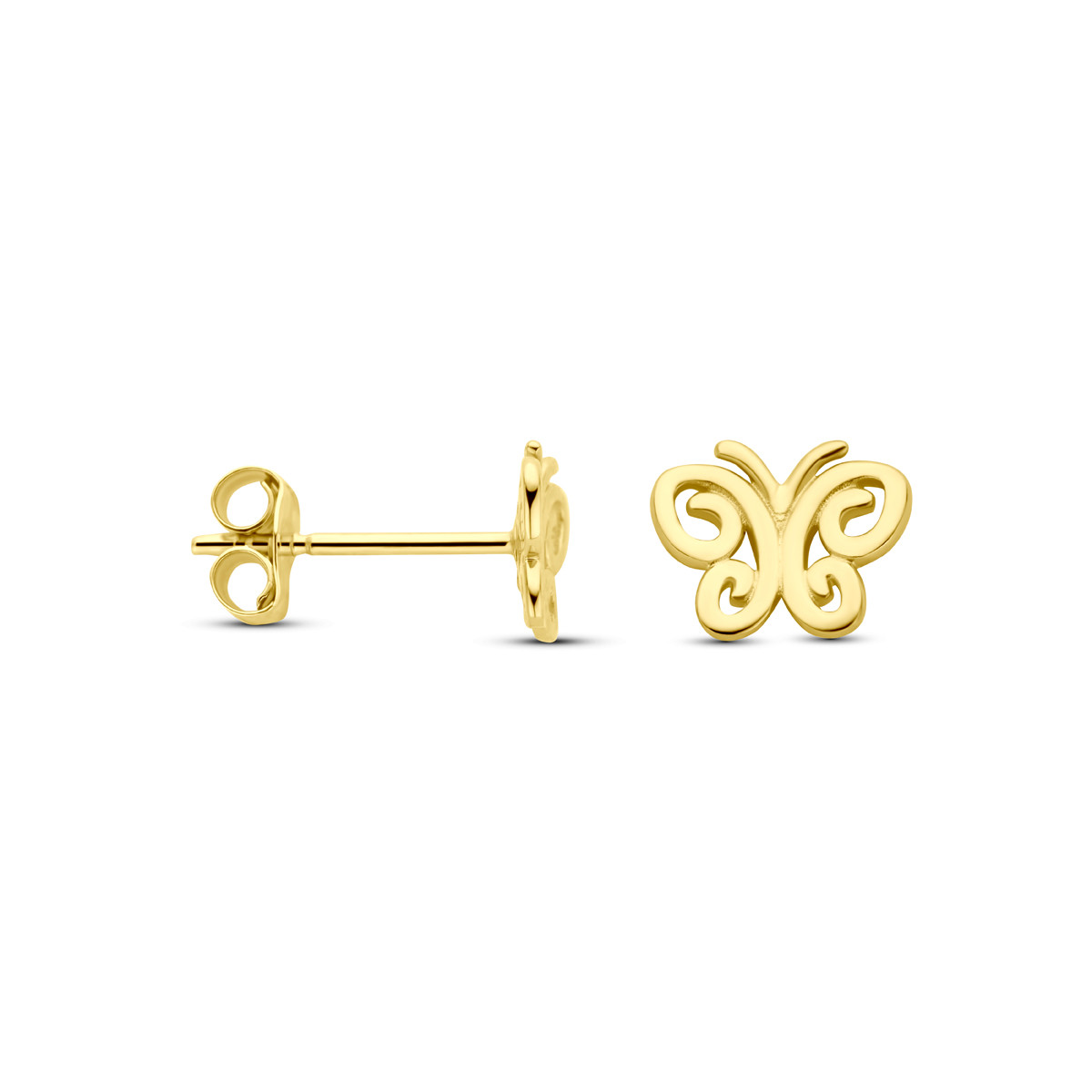 14-karaat gouden oorknopjes vlinder glanzend – 5.5 mm x 6.5 mm