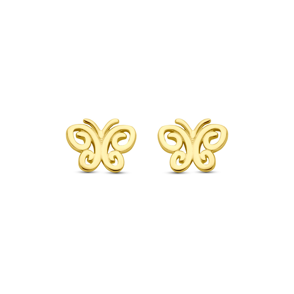 14-karaat gouden oorknopjes vlinder glanzend – 5.5 mm x 6.5 mm