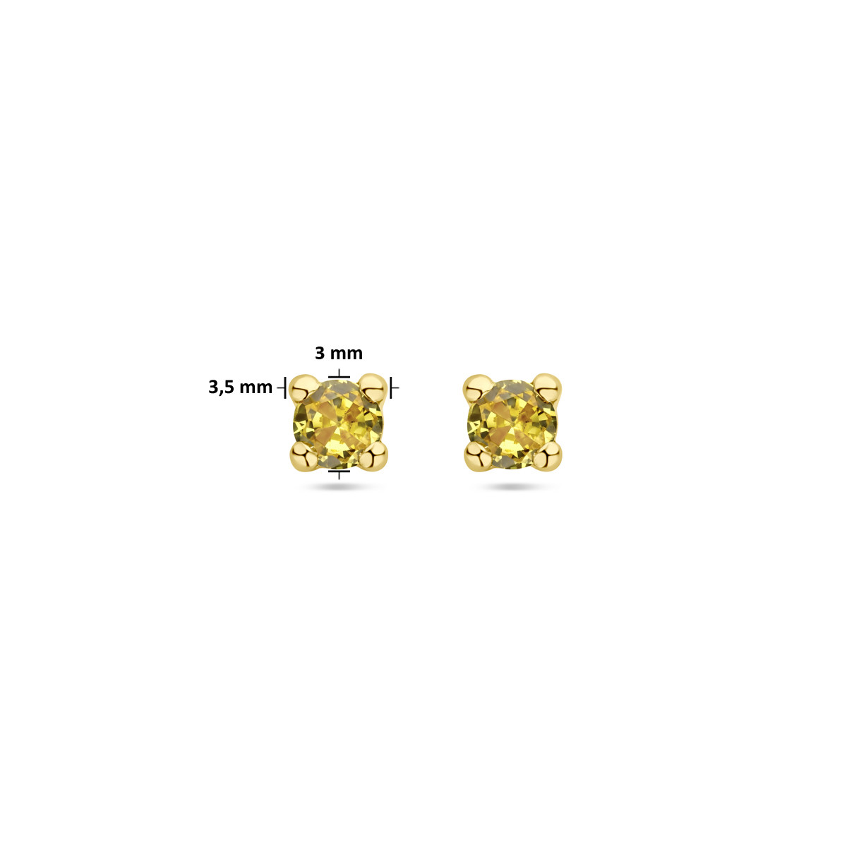14-karaat gouden oorknoppen met synthetische citrien - Diameter 3.5 mm