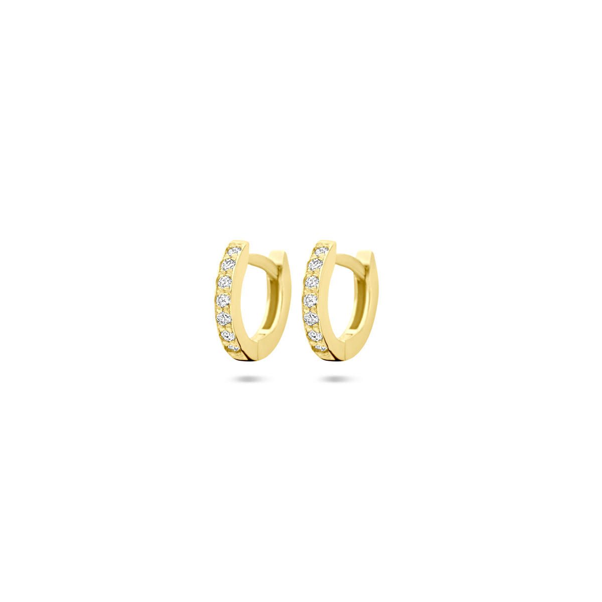14-karaat gouden oorringen met briljant geslepen diamanten 0.10 crt - Diameter 10 mm