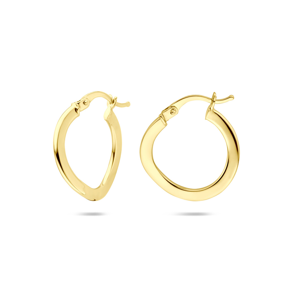 14-karaat gouden oorringen met glanzende ovale vorm 1 mm breed - Hoogte 21 mm