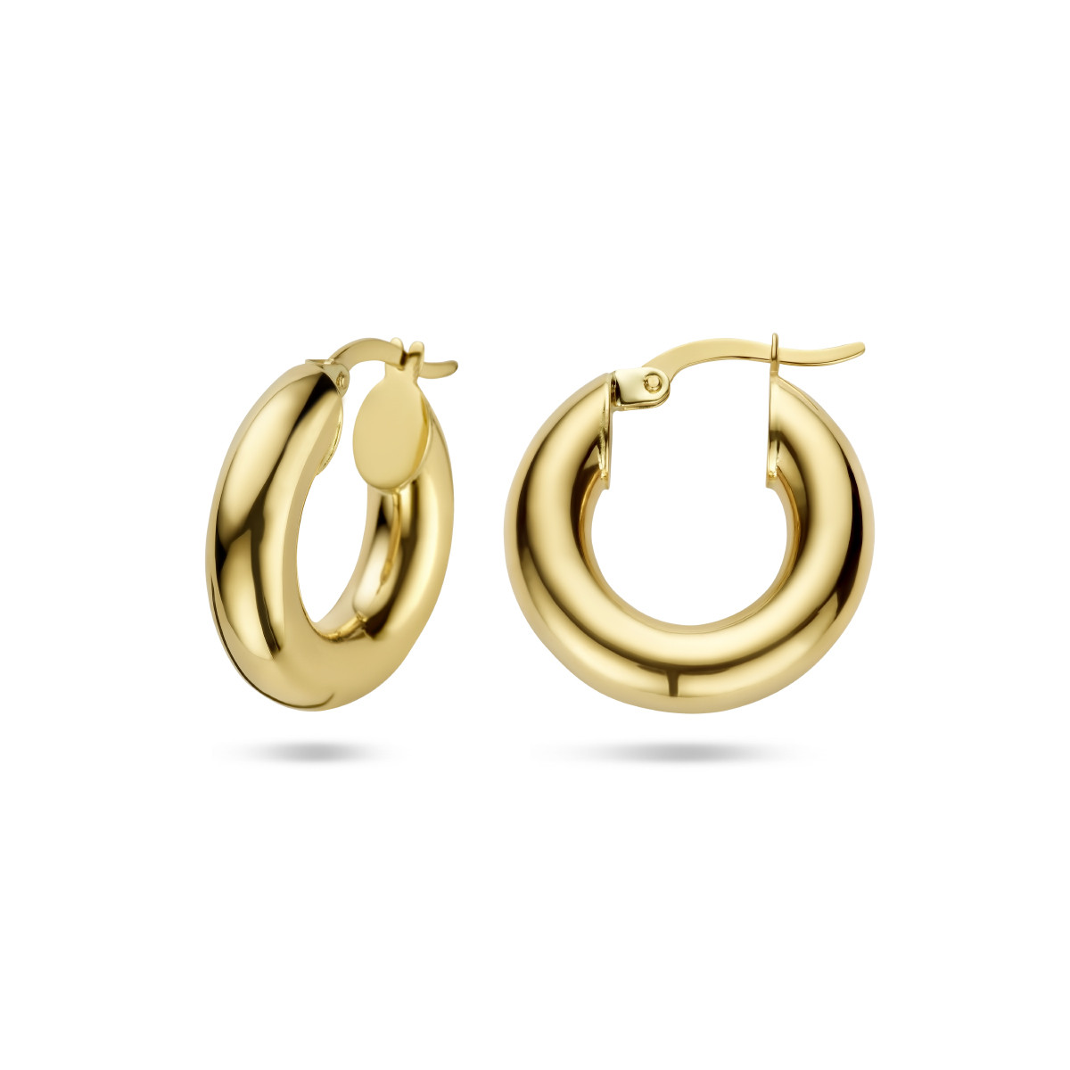 14-karaat gouden oorringen ronde buis 5 mm - Diameter 19.5 mm